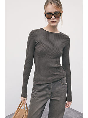 Patrizia Pepe Ribbed Knit Sweater