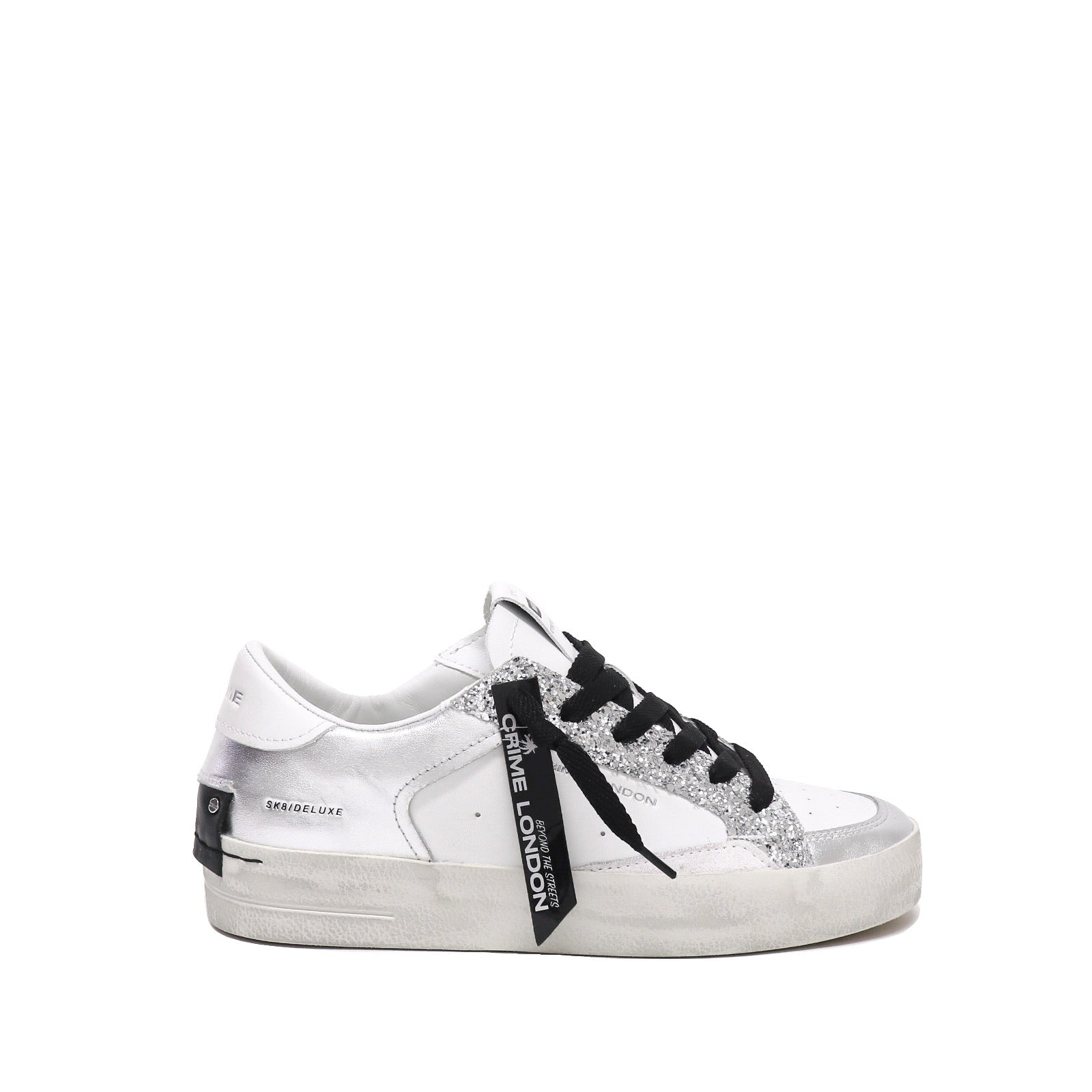 Crime London Sneaker Sk8 Deluxe Silver Glam