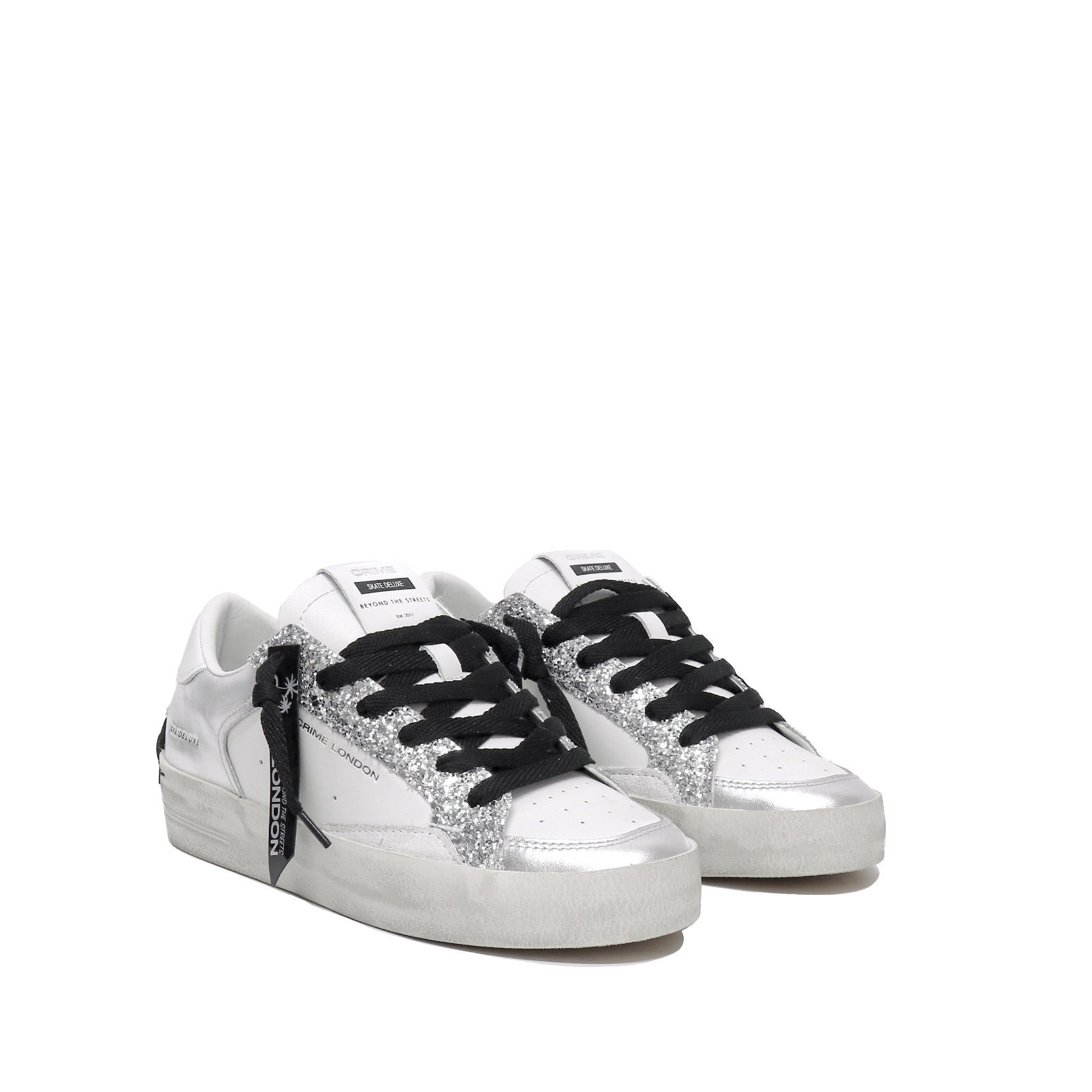 Crime London Sneaker Sk8 Deluxe Silver Glam